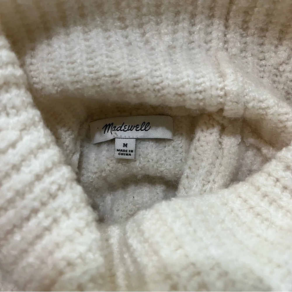 Madewell Cream Ivory Cotton Wool Turtleneck Knit Pullover Sweater - Medium